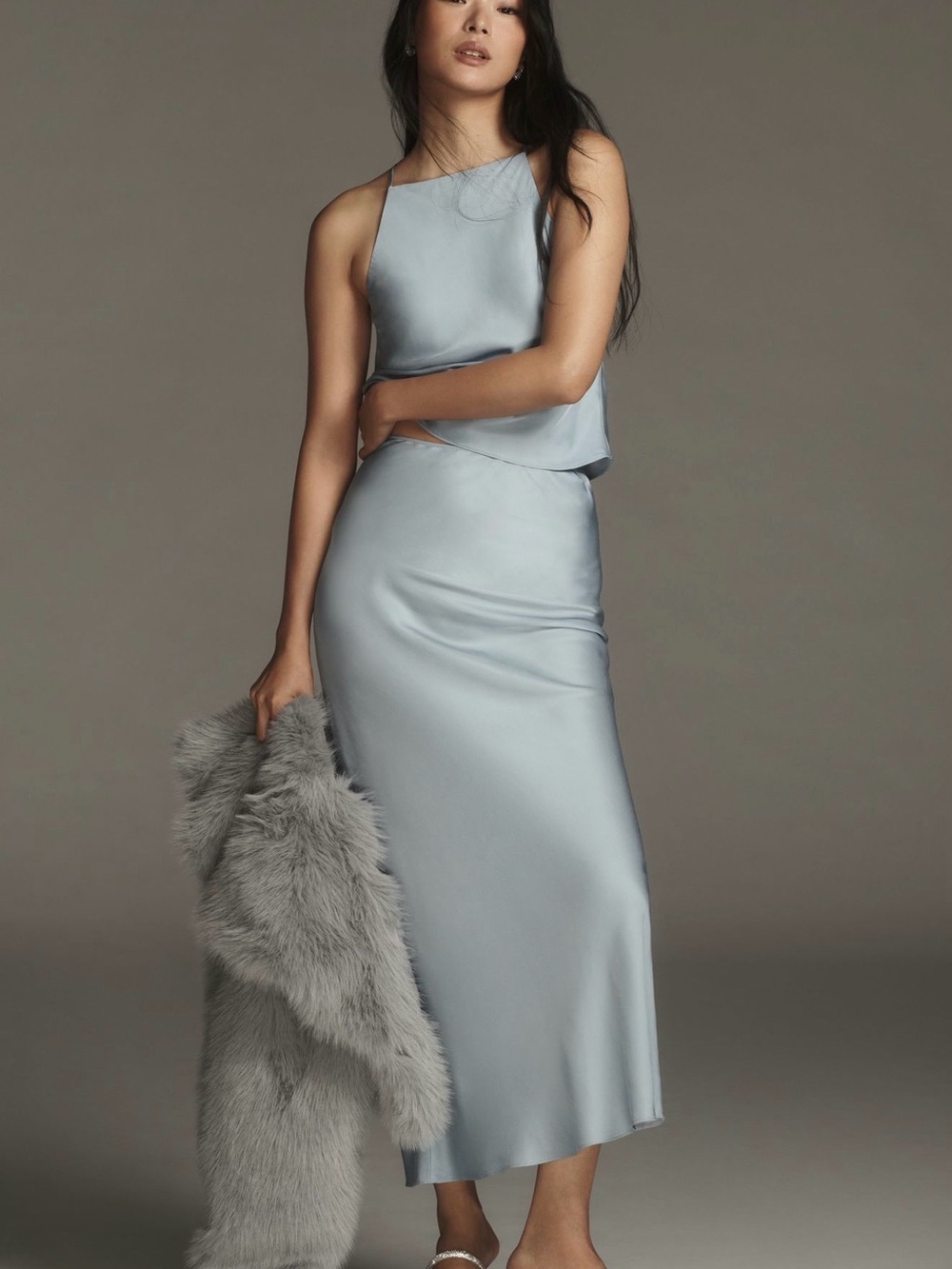 Anthropologie Silk-Blend Maxi Skirt in Pale Blue - Picture 5 of 5